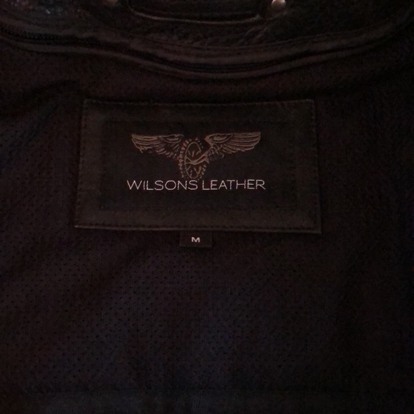 Wilsons Leather Black Biker Jacket - Picture 3 of 16